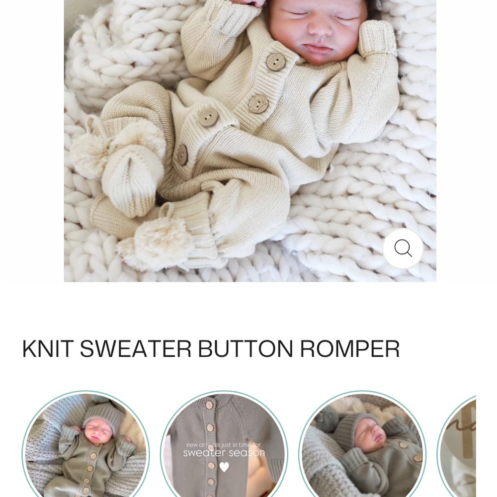 Caden Lane Cream Knit Button-Front Footie - Picture 2 of 3